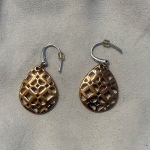 Fossil Chic Rose Gold Filigree Teardrop Earrings